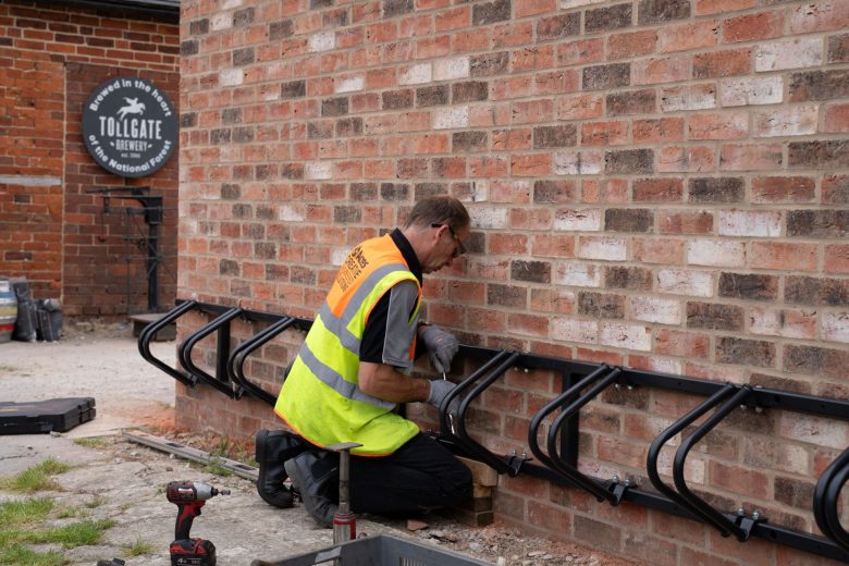 Local independent brewery commissions custom bicycle rack for guests