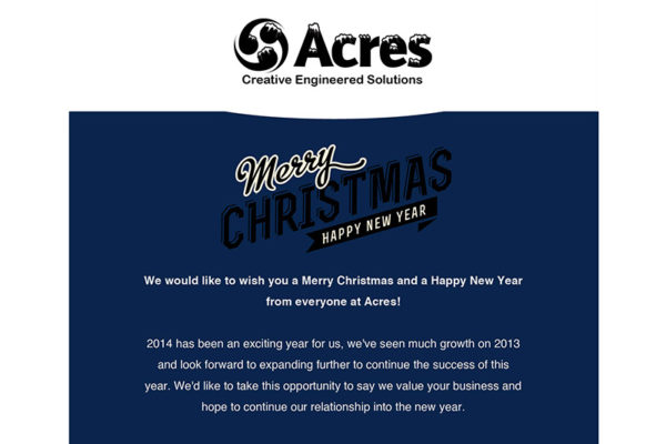 Merry Christmas and Happy New Year from all at Acres