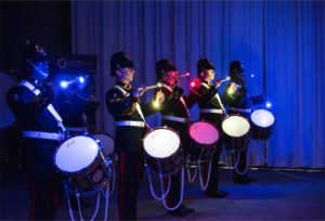 The Corps of Drums of The Royal Logistics Corps light show.
