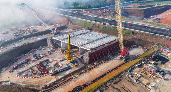 Construction of HS2 giant box structure under A46 approaches final phase