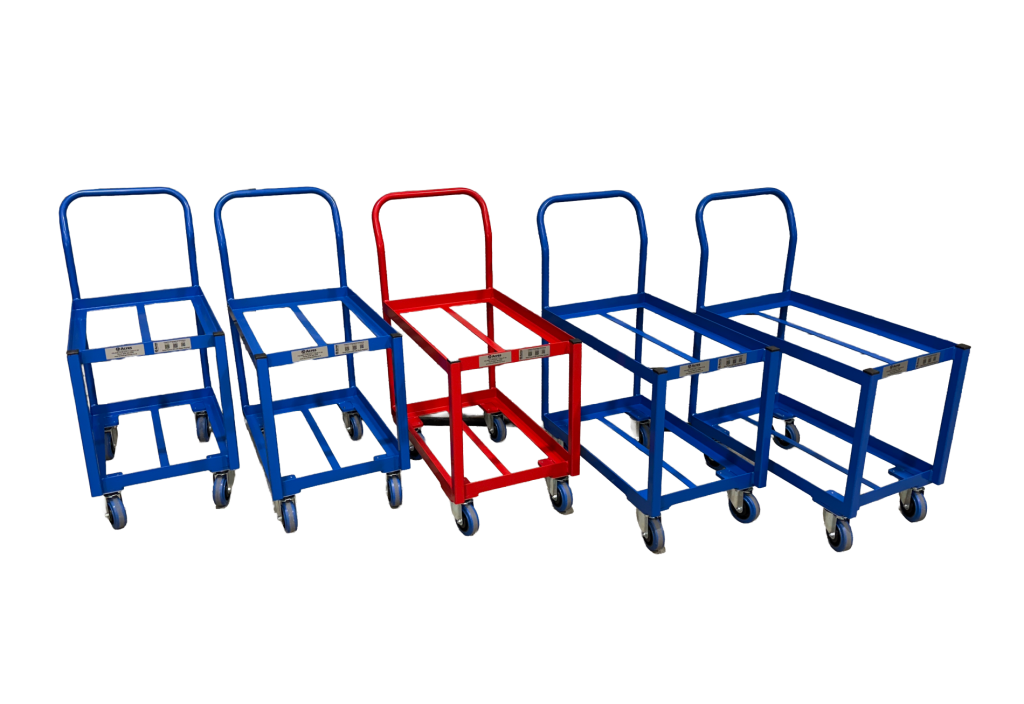 Low-bed inspection tray trolleys